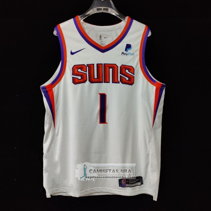 Camiseta Phoenix Suns Devin Booker NO 1 Association Autentico 2021 Blanco